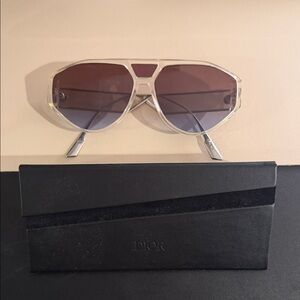Dior Men's Sunglasses - Silver Frame with Brown Lenses